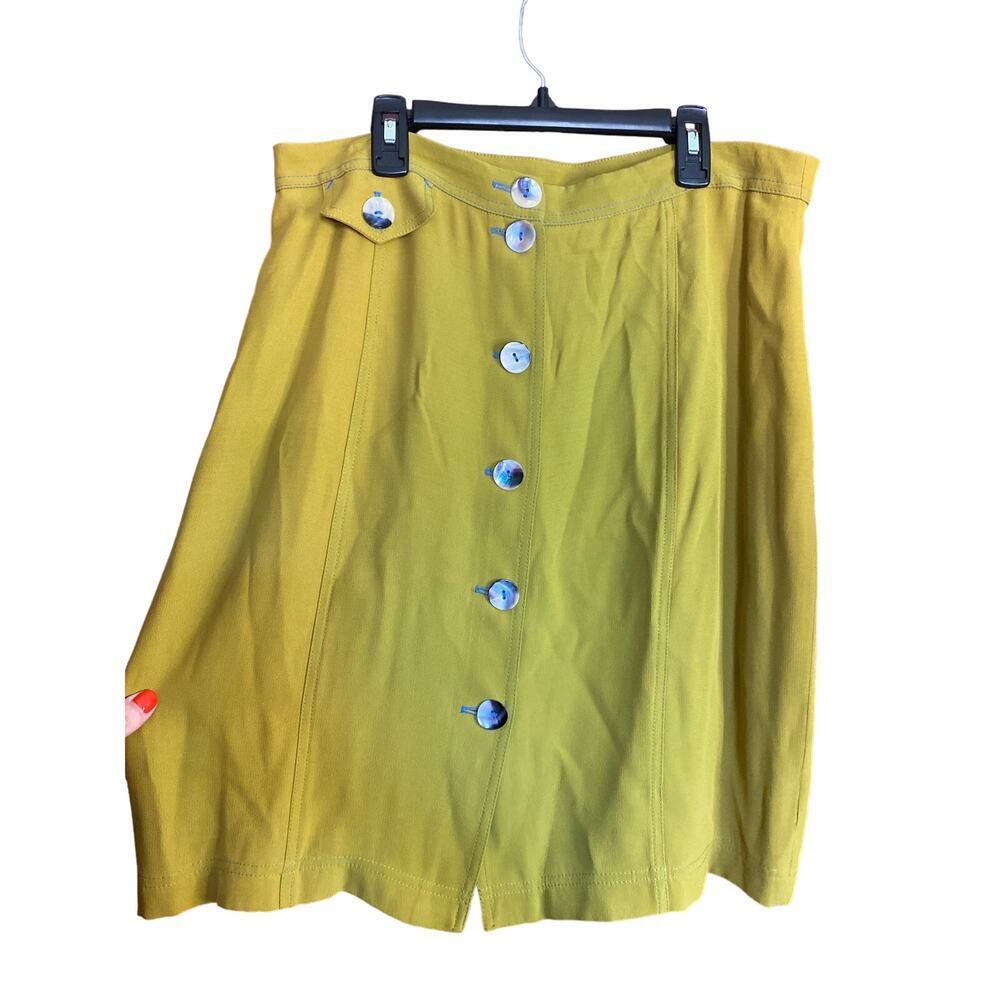 VINTAGE Chartreuse Green Twee Midi Skirt 16